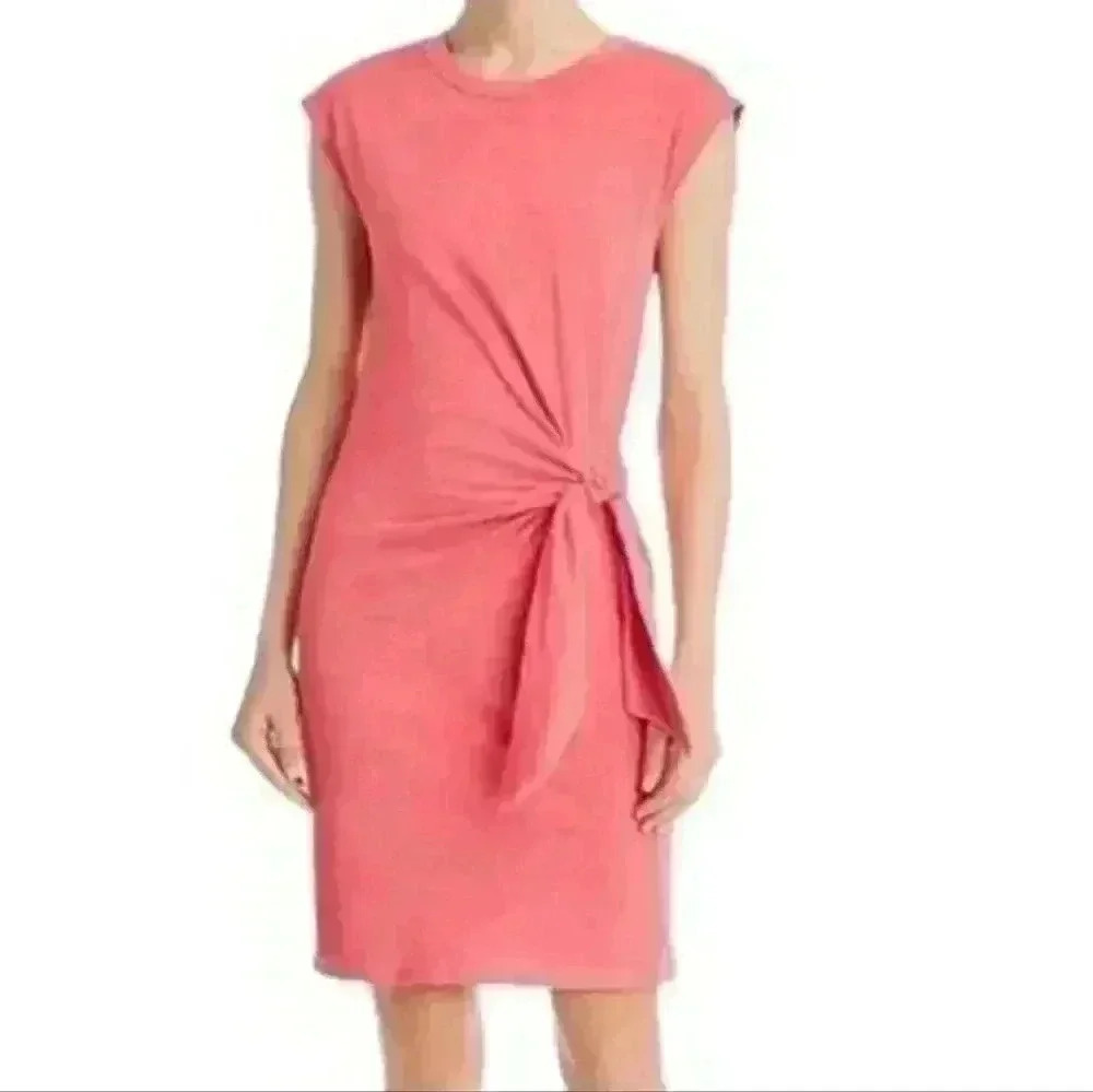Sundry Fitted Pink Side Tie Jersey Dress S